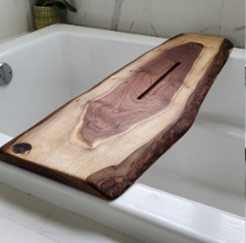Live Edge Bathtub Tray Bathtub Tray Wood Bath Caddy Live Etsy