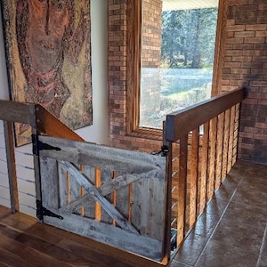 Hand Built Rustic Wooden Baby/Pet Gate: Custom Indoor Safety Gate