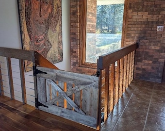 Hand Built Rustic Wooden Baby/Pet Gate: Custom Indoor Safety Gate