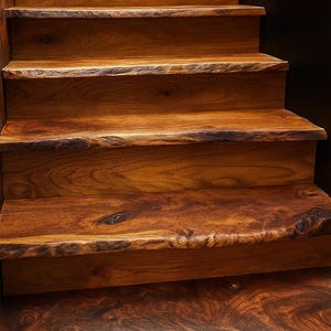 Handgefertigte Live Edge Treppenstufen aus Holz: Rustikales, modernes Upgrade (4er-Pack)