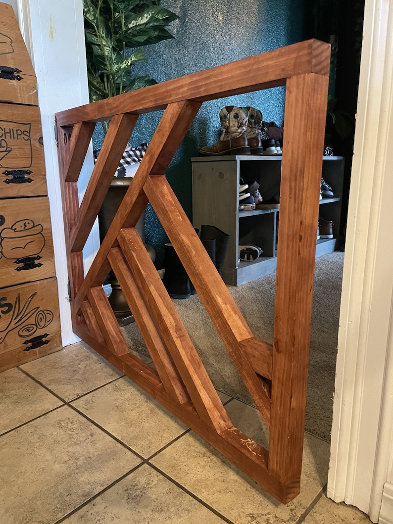 Geo Baby/pet Gate Wood Baby Gate Farmhouse Baby Gate Pet Etsy
