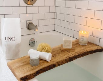 Wooden Oak Bath Tray: Rustic Wood bathtub Tray Board