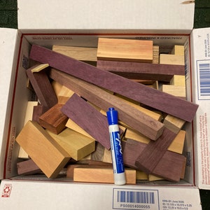 8lb Exotic Wood Cut Off Craft Bundle Box | Exotic Wood Scraps | Exotic Wood Mix | Exotic Wood Variety Pack | Colorful Wood | Colored Wood