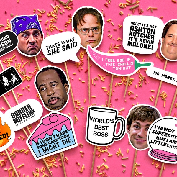 THE OFFICE Cupcake Toppers Pack of 16 The Office, Birthday Cupcake Toppers, Funny Cupcake Toppers, TV Party Decorations,