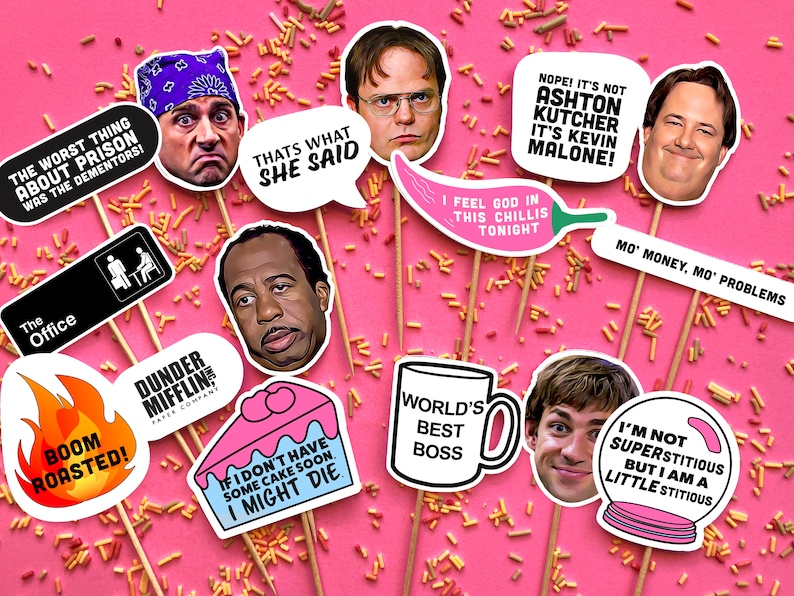 THE OFFICE Cupcake Toppers Pack of 16 The Office, Birthday Cupcake Toppers, Funny Cupcake Toppers, TV Party Decorations, image 1