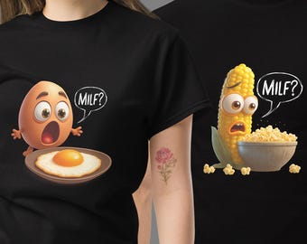 ¿MILF divertida? Camiseta - Camiseta de humor negro, camiseta gráfica para hombre, regalo sarcástico para amantes de la comida, serie Food Shock, camiseta con juego de palabras, camiseta de estilo irreverente
