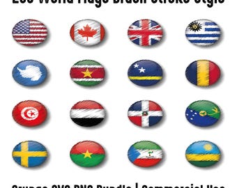 238 World Flags Grunge SVG PNG | Distressed Country Flags Bundle | Commercial Use | Digital Download