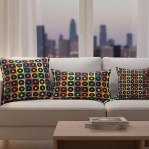 Cuscini Decorativi Pattern Vinili Pop Art - Set Cuscini Arredo Divano Letto Musica Vintage