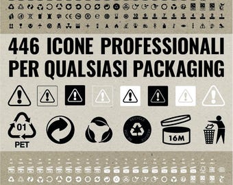 Paquete Mega de 446 Iconos de Embalaje: Reciclaje, Cosméticos PAO, Logística / Conjunto Vectorial Completo (Positivo/Negativo/En Caja) / Símbolos svg eps png pdf