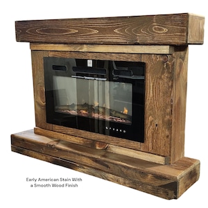 Solid Wood Free Standing Electric Fireplace TV Stand Console Handcrafted Custom Size & Color Rustic  Mantel Farmhouse Wall Unit Console