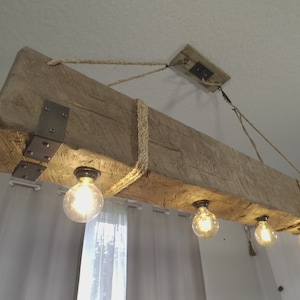 Custom Made to Order Rustic Barn Beam Hanging Chandelier Lamp Light Farmhouse Lodge Country Décor