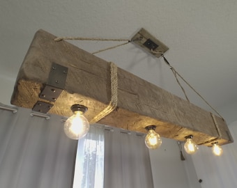 Custom Made to Order Rustic Barn Beam Hanging Chandelier Lamp Light Farmhouse Lodge Country Décor