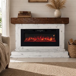 Solid Wood Free Standing Electric Fireplace TV Stand Console Custom Size & Color Includes LED Insert