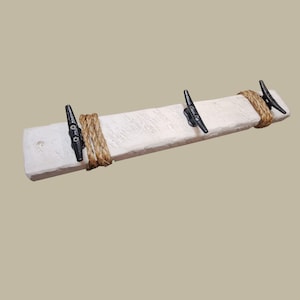 Coat Hat or Towel Rack With Dock Cleats Whitewashed Nautical Rustic