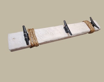 Coat Hat or Towel Rack With Dock Cleats Whitewashed Nautical Rustic