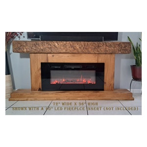 Free Standing Electric Fireplace TV Stand Console Handcrafted Custom Size & Color Rustic Solid Wood Mantel Farmhouse Style Wall Unit Console