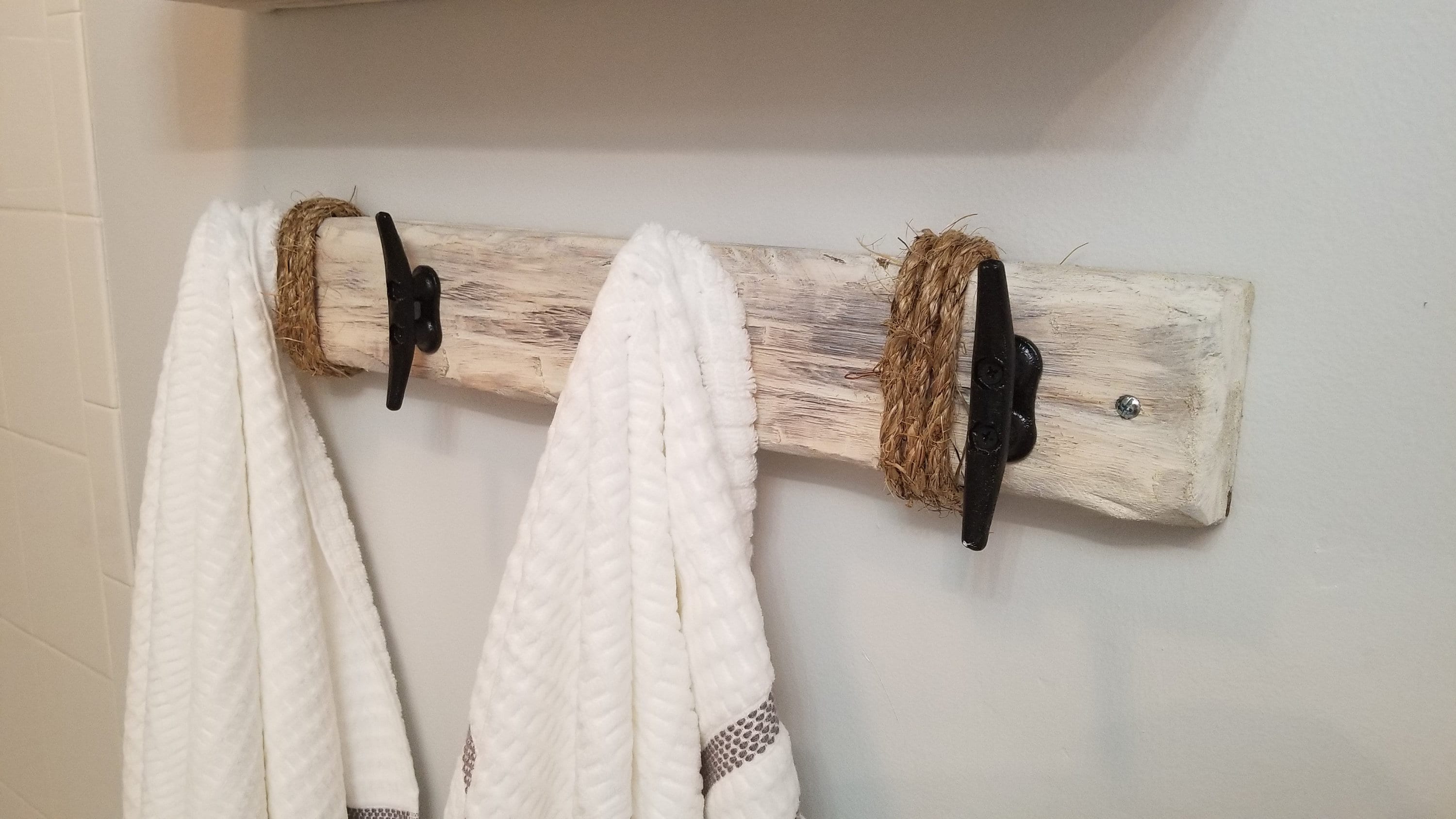 Coat or Towel Rack With Dock Cleats and a Whitewashed Nautical Etsy