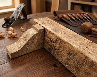 Unstained DIY Custom Rustic Hand Hewn Barn Beam Style Fireplace Mantel
