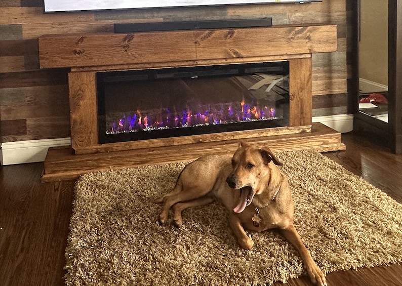 Custom free standing fireplace cabinet console to hold or mount an LED electric fireplace. TV stand with a fireplace heater. Handmade from solid pine wood in a farmhouse rustic country style. Can make it to your color and size . #fireplace