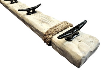 Nautical Boat Dock Cleat Coat Rack Beach Bath Towel Purse Key Leash Wall Hooks Distressed Whitewashed Finish for Beach House