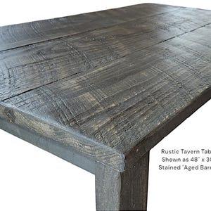 Rustic Solid Wood Tavern Table Country Farmhouse Kitchen Dining Room Primitive Vintage Rough Sawn Distressed Knotty Pine Reclaimed Look