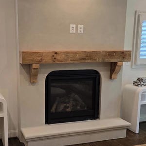 Fireplace Mantel With Corbels Custom Made Size & Color Rustic Wood Floating Mantles Faux Barn Beam Farmhouse Log Cabin Décor Country