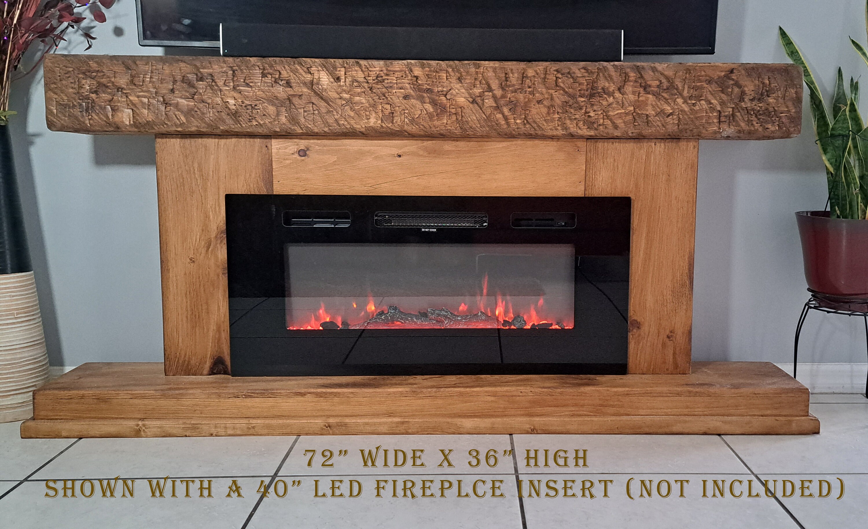 Tangkula Fireplace TV Stand With Electric Heater - Farmhouse Media Console For TVs Up To 65", Adjustable Flame & Remote