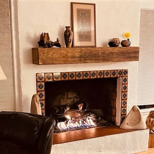 Solid Pine Wood Barn Beam Fireplace Mantel Rustic Hand Hewn Distressed Aged and Weathered Vintage Farmhouse Look Cut to Custom Size