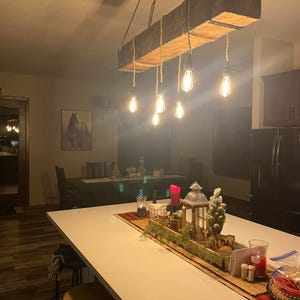 Custom Made to Order Rustic Barn Beam Hanging Chandelier Lamp Light Farmhouse Lodge Country Décor