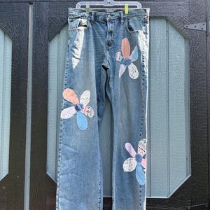 Upcycled patchwork boyfriend jeans