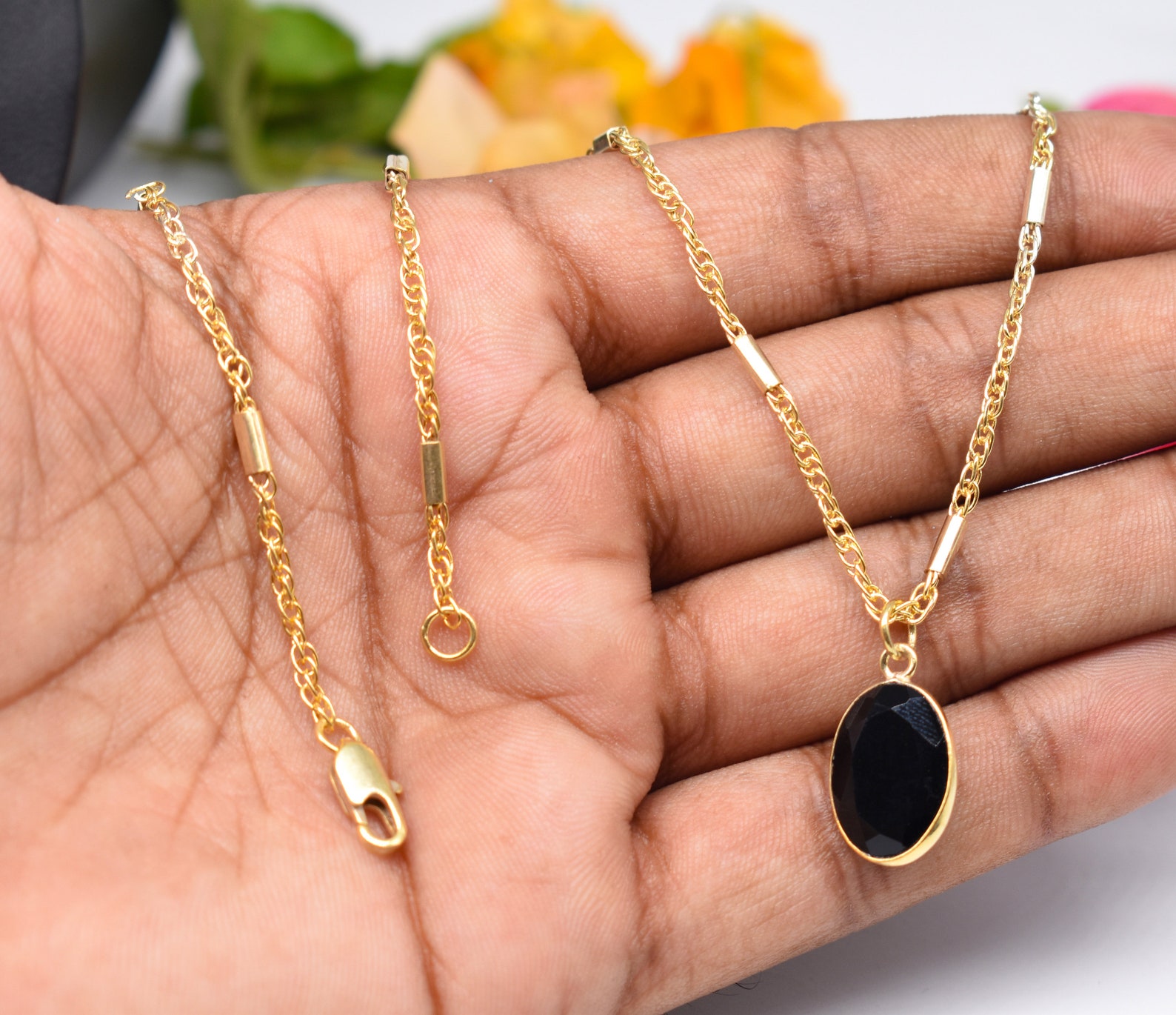 Gold Link Bar Chain Necklace 18k Gold Filled Gold Plated Etsy