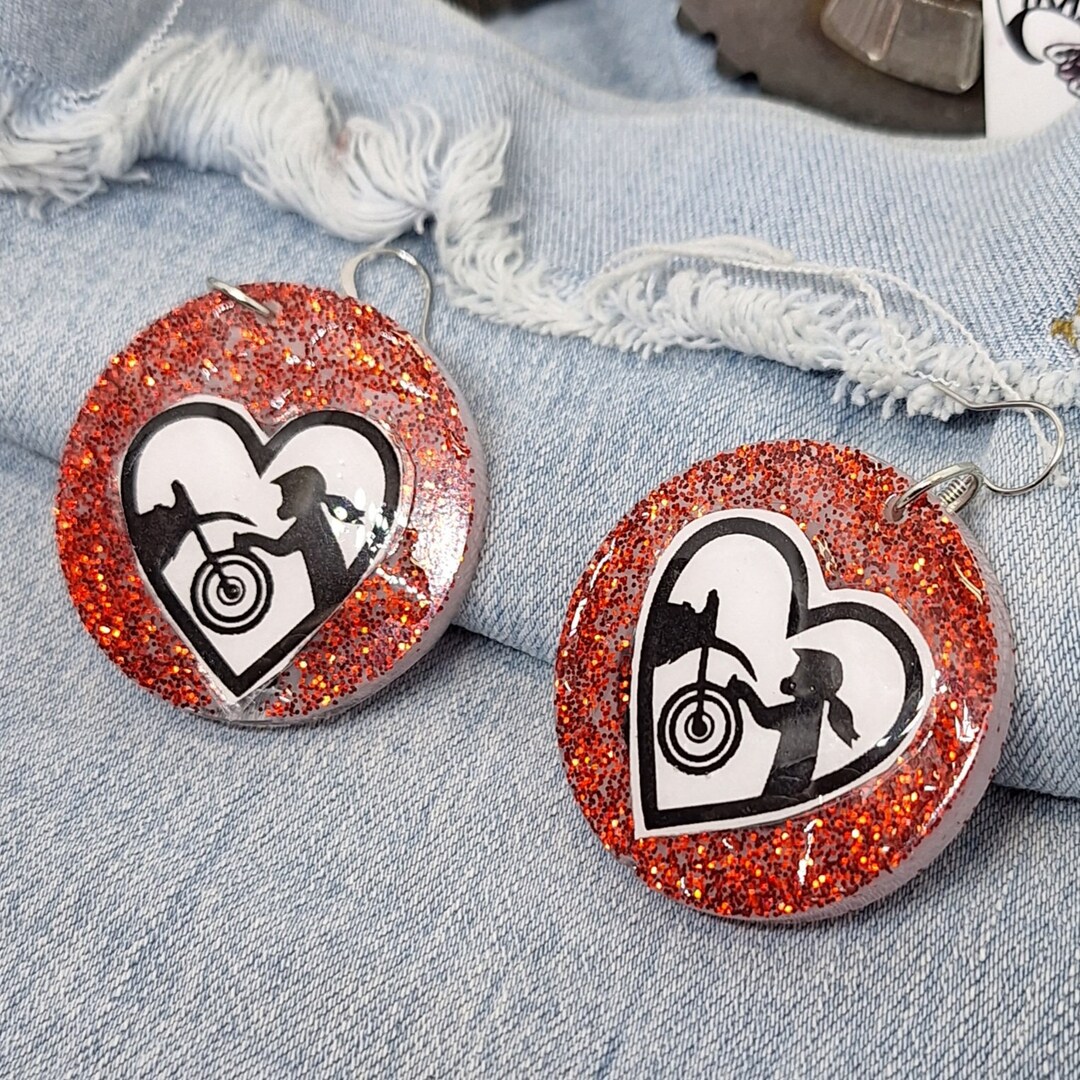 Dirt Bike Love Dangling Resin Earrings Etsy