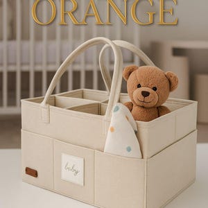 Filz Windel Caddy Organizer mit Deckel - Personalisiertes Namensschild - Fotoschlitz - Minimalistischer Baby Aufbewahrungskorb für Kinderzimmer Mama & Baby Essentials