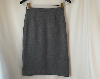 XS-S | Vintage knit wool grey pencil skirt by Catalina, 26" waist