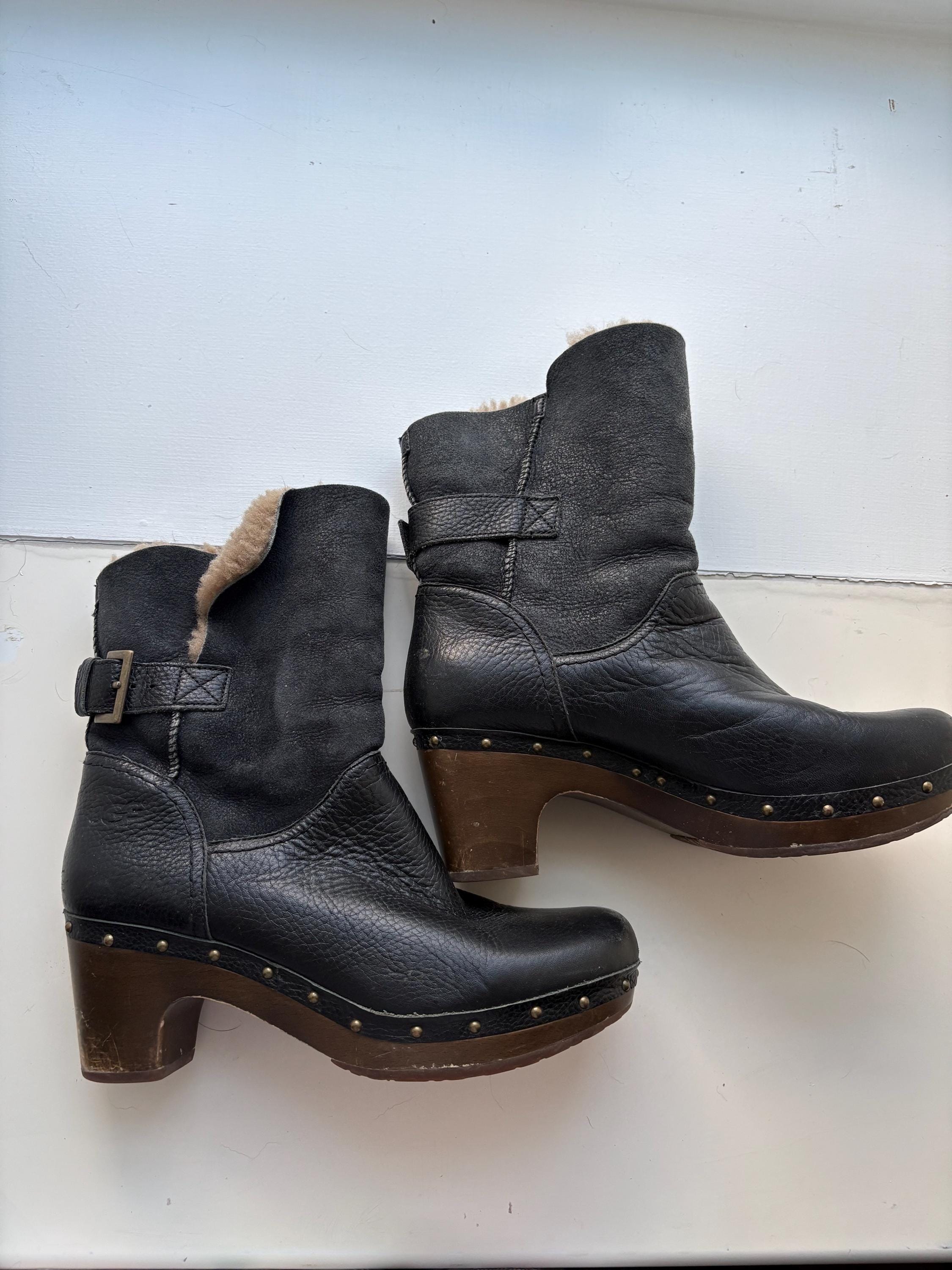Vintage original black/brown UGG winter boots Vintage Leather Ugg Boots - Etsy main image 4