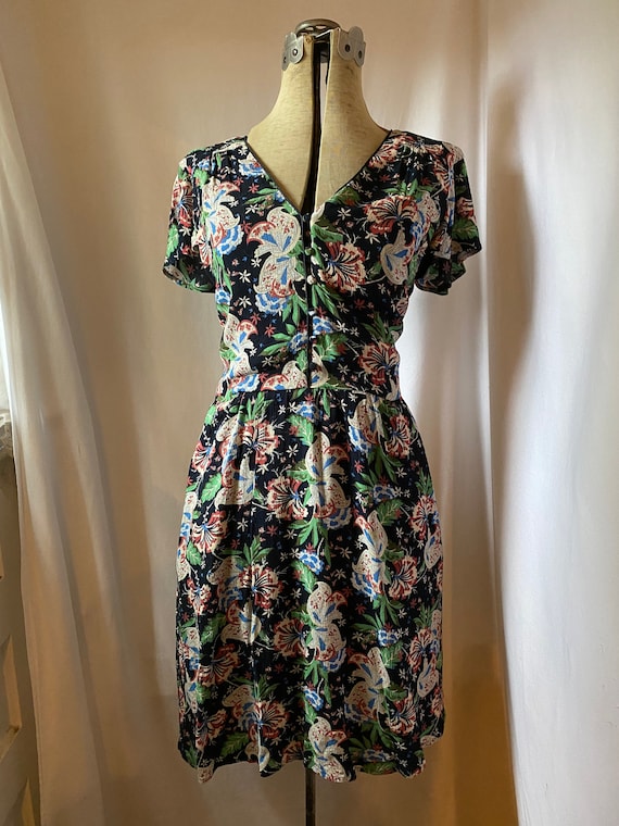 Sz 6 | Floral/paisley-print sundress with button … - image 1