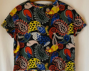 S-M | Vintage 90s-00s cropped graphic paisley t-shirt size small-medium