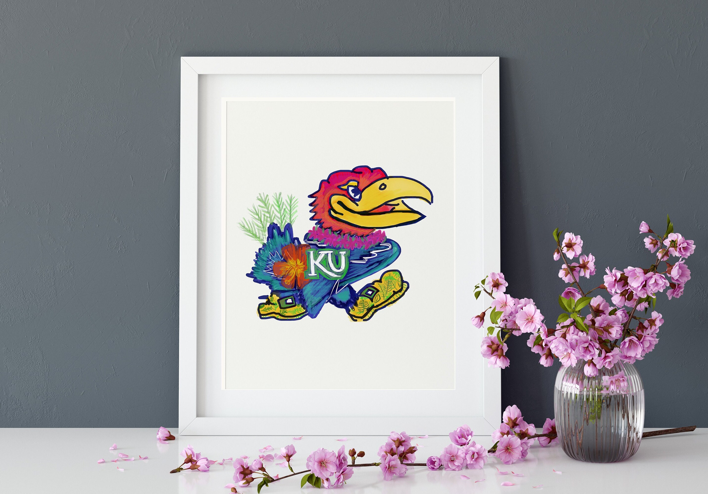 Tropical Jayhawk DIGITAL Download University of Kansas Wall Etsy