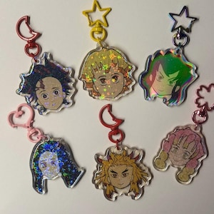 Demon Anime Style Slayer Holographic Keychains