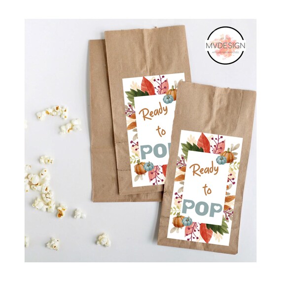 Ready to Pop Baby Shower Popcorn Bag Pumpkins Fall Baby Etsy