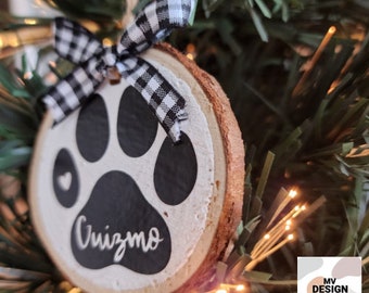 Personalized ornaments for dogs, Personalized name, Wood-sliced ornament, Christmas gift for dog lovers
