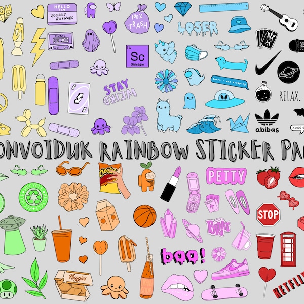 Individual Rainbow Aesthetic Sticker Pack, Die Cut, Journalling Scrapbook Supplies, Stickerbomb, Birthday Gifts, Decorative Paper Peel Off