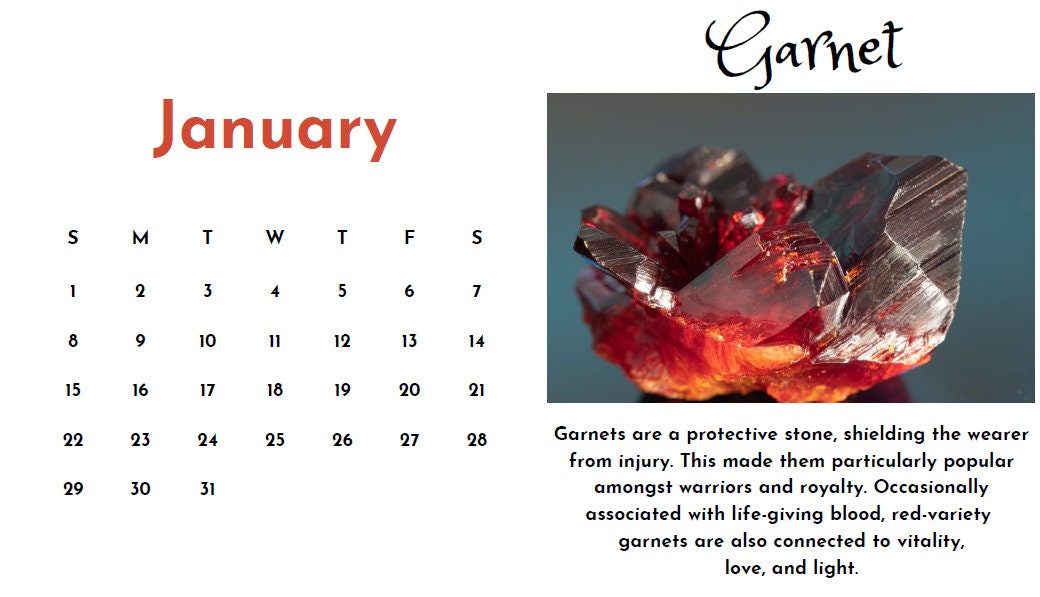 2023 Birthstone Calendar Printable Etsy