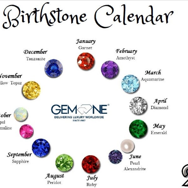Birthstone Calendar Etsy
