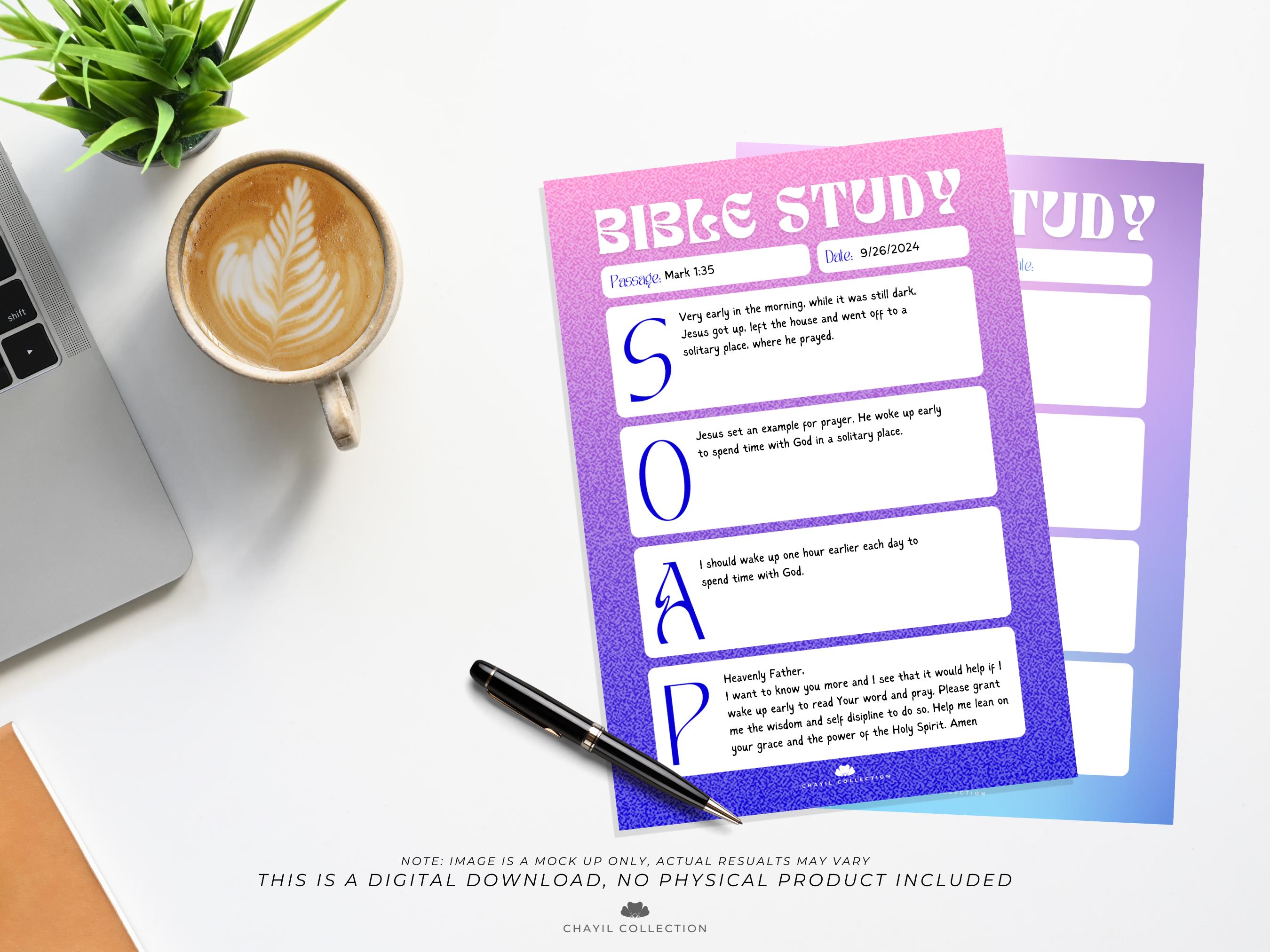 Printable SOAP Bible Study Sheets Digital and Printable PDF Gradient ...