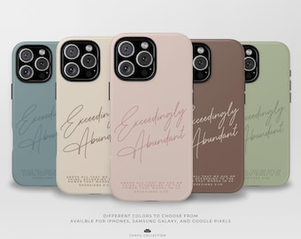 Exceedingly Abundant Christian Phone Case | Ephesians 3:20 | Minimalist Aesthetic Neutral | iPhone 17 Samsung Galaxy  Google Pixel