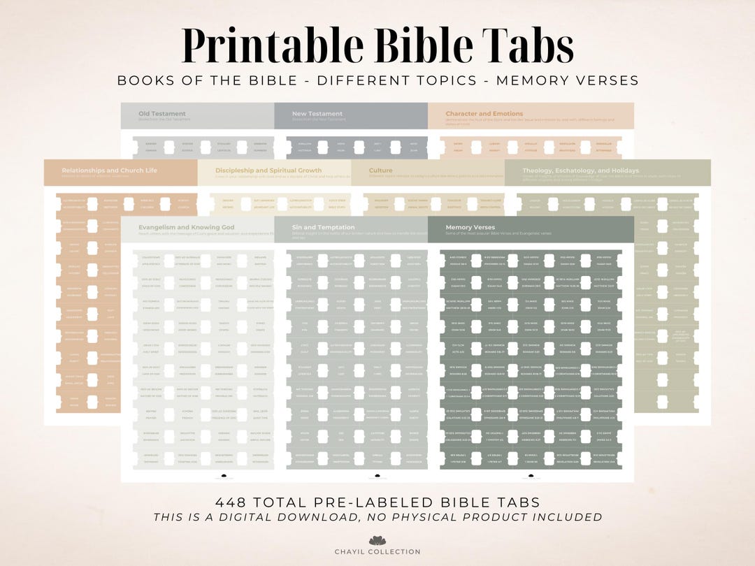 Minimalist Printable Bible Tabs Neutral Color US Letter PDF Books Minimalist Printable Bible Tabs Neutral Color US Letter PDF Books