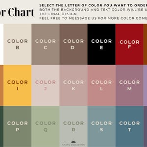 May include: Color chart with a variety of color swatches labeled A through U. The chart includes a range of colors, from white and beige to black, red, and various shades of brown, pink, green, and blue. Text at the top explains how to order colors.