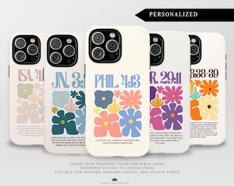 Custom Floral Christian Phone Case with Bible Verse | Colorful Aesthetic | iPhone Samsung Galaxy Google Pixel | MagSafe® Option