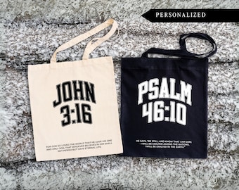Personalized Bible Verse Cotton Canvas Tote Bag